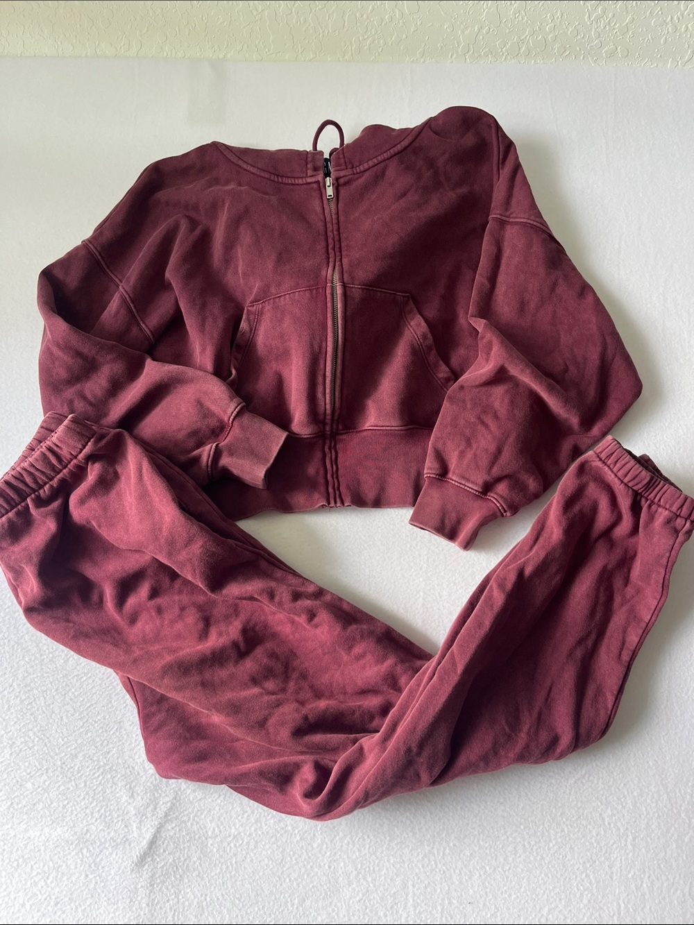 GAP Women's Zip-Front Track Jumpsuit in Burgundy